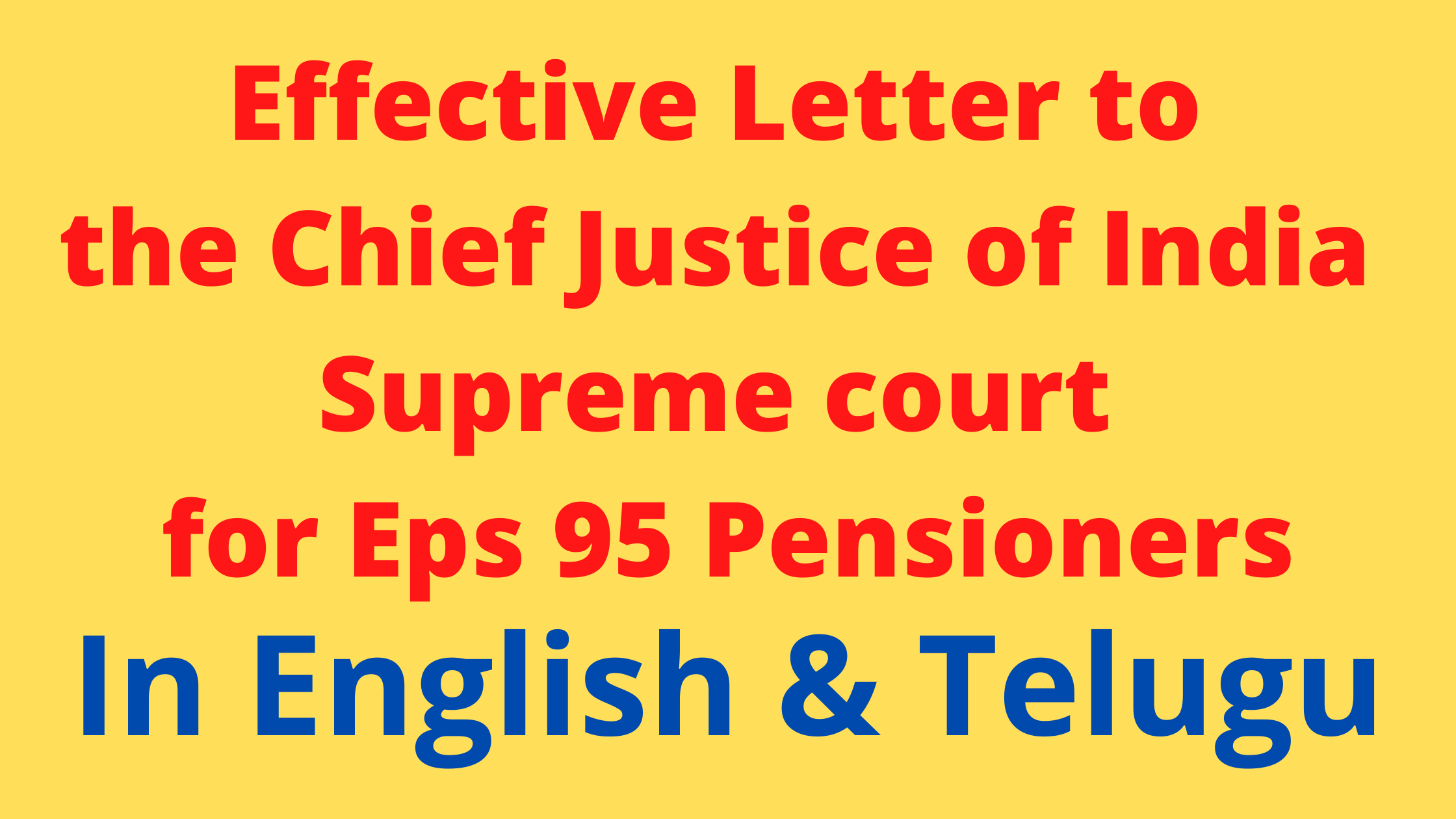 Effective Letter to the CJI Supreme court by TPRPA for Eps 95 Pensioners